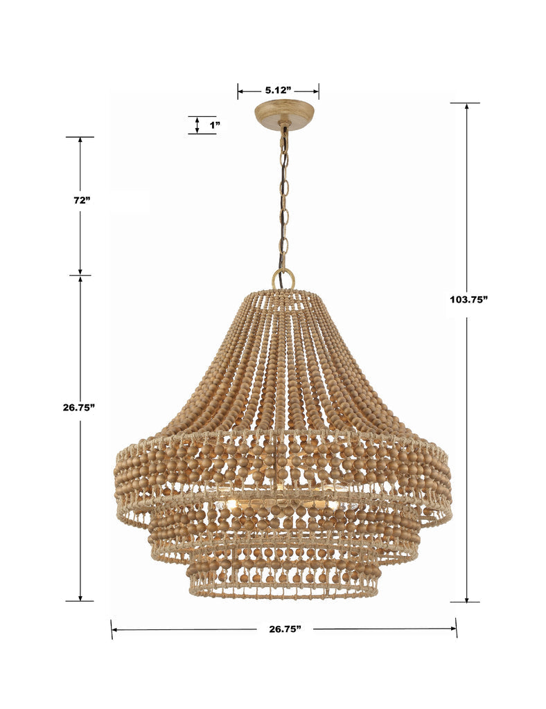 Silas 6 Light Burnished Silver Chandelier Crystorama