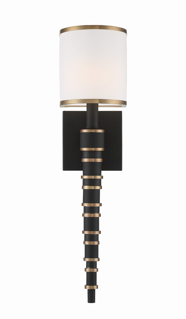 Sloane 1 Light Vibrant Gold + Black Forged Sconce Crystorama