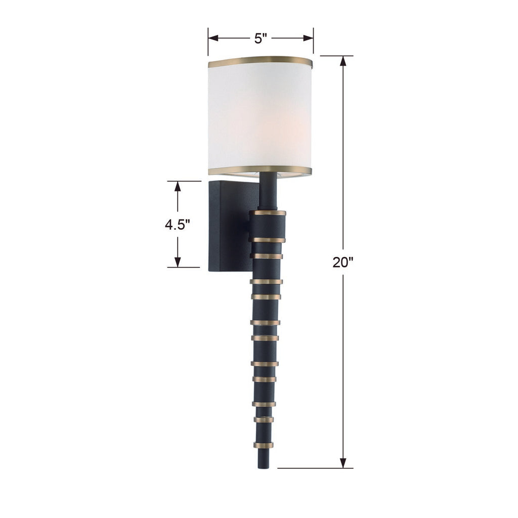 Sloane 1 Light Vibrant Gold + Black Forged Sconce Crystorama