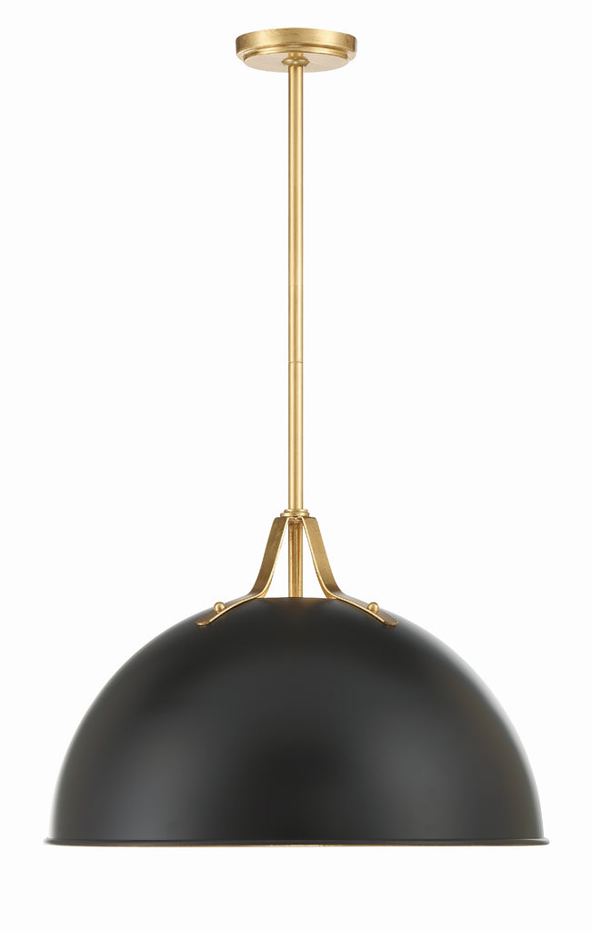 Soto 1 Light Matte Black + Antique Gold Chandelier Crystorama