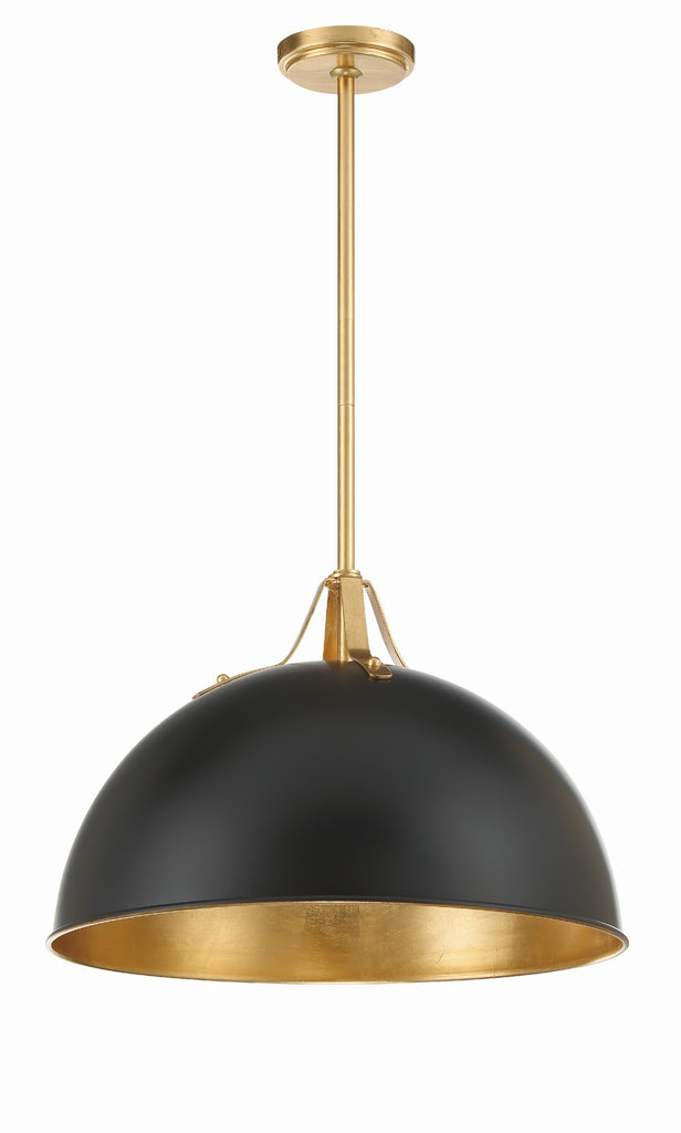 Soto 1 Light Matte Black + Antique Gold Chandelier Crystorama