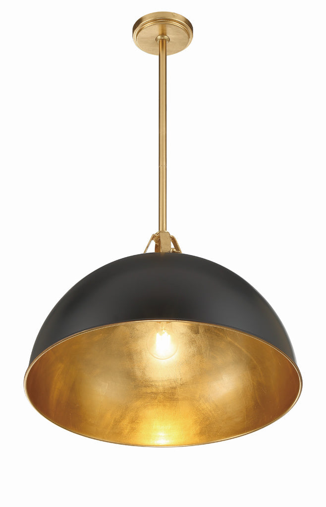 Soto 1 Light Matte Black + Antique Gold Chandelier Crystorama