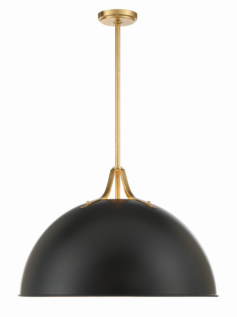 Soto 3 Light Matte Black + Antique Gold Chandelier Crystorama