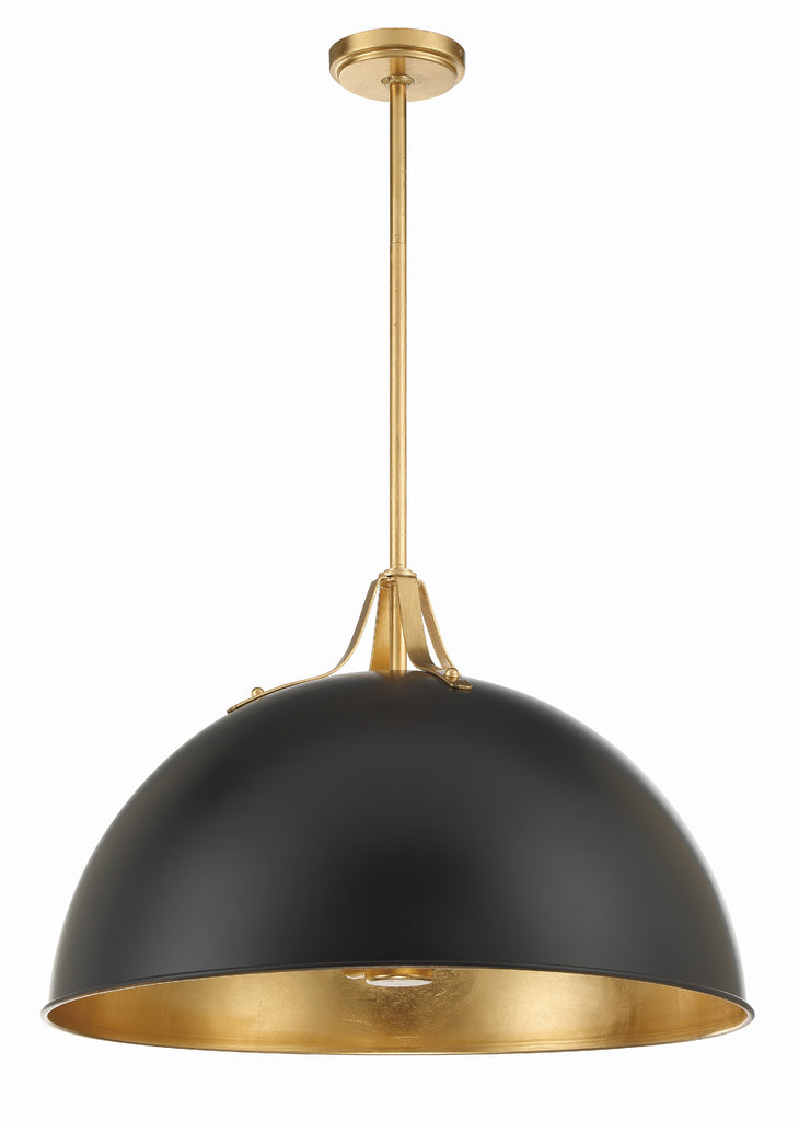 Soto 3 Light Matte Black + Antique Gold Chandelier Crystorama