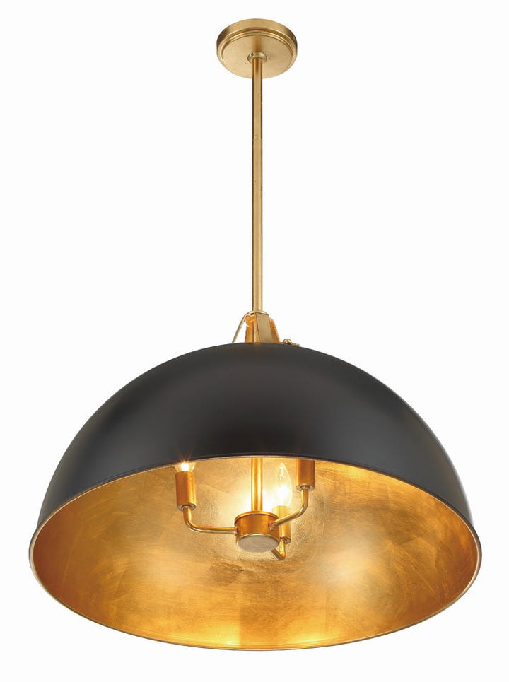 Soto 3 Light Matte Black + Antique Gold Chandelier Crystorama