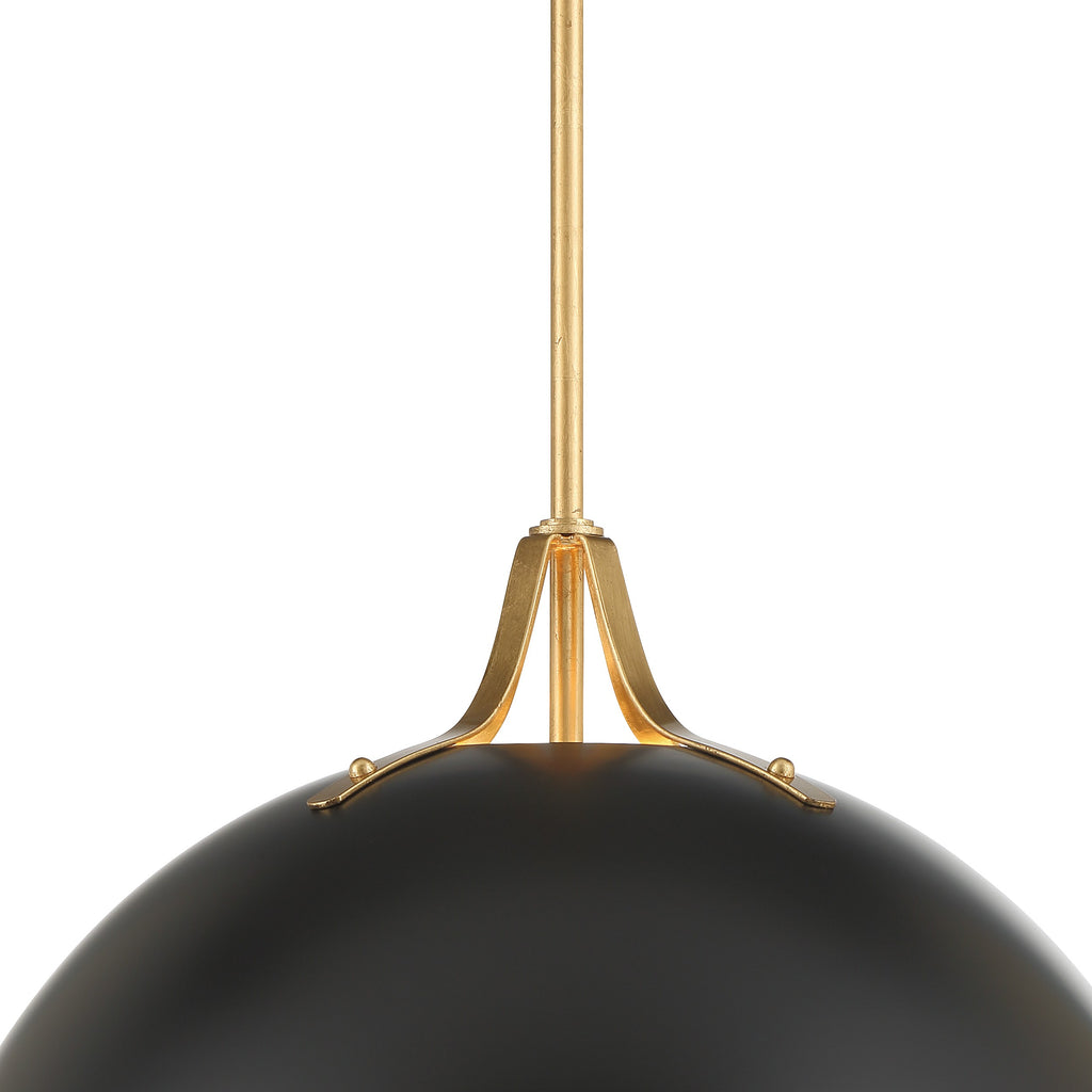 Soto 3 Light Matte Black + Antique Gold Chandelier Crystorama