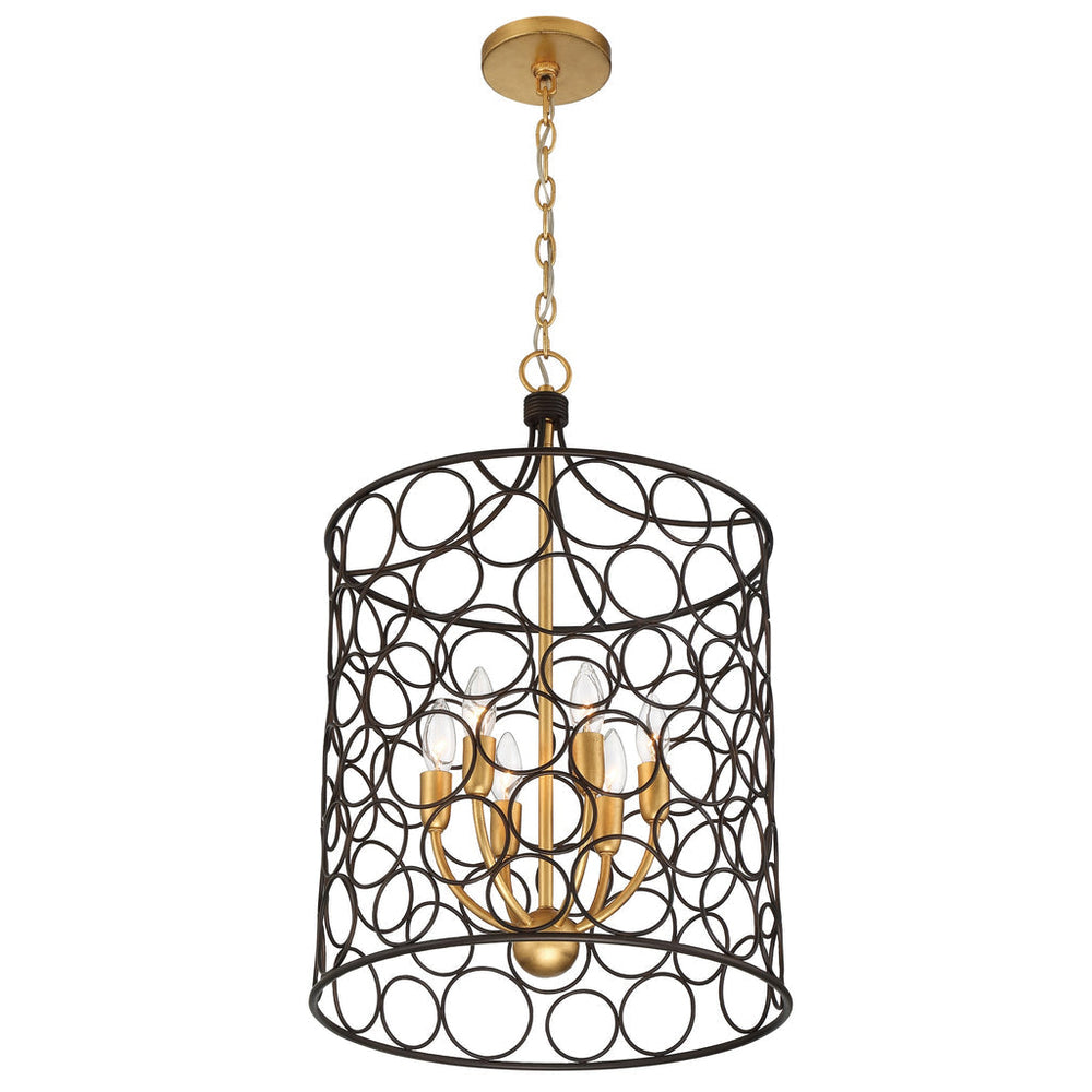 Stemmons 6 Light Bronze + Antique Gold Mini Chandelier Crystorama