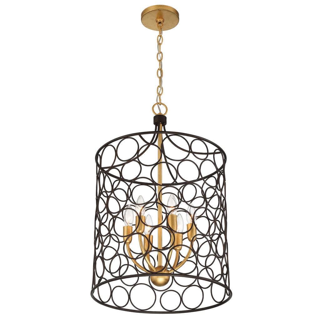 Stemmons 6 Light Bronze + Antique Gold Mini Chandelier Crystorama