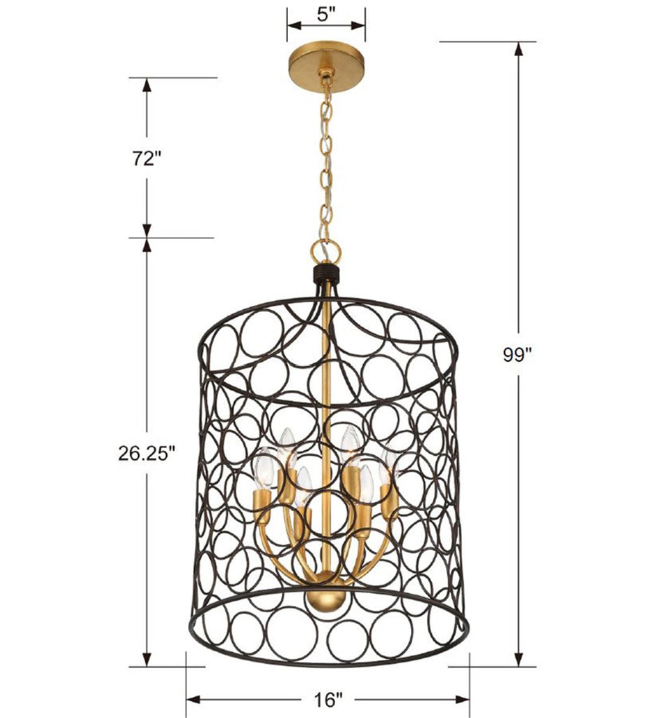 Stemmons 6 Light Bronze + Antique Gold Mini Chandelier Crystorama