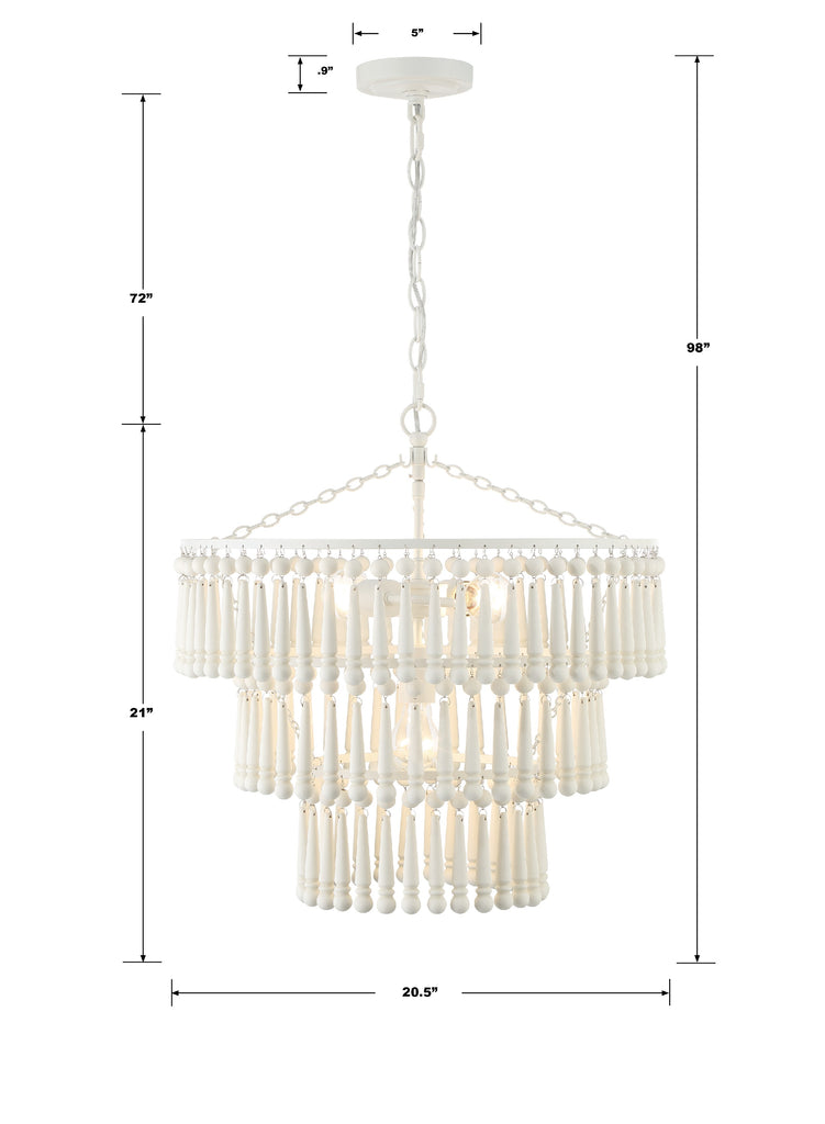 Tiana 3 Light Matte White Chandelier Crystorama