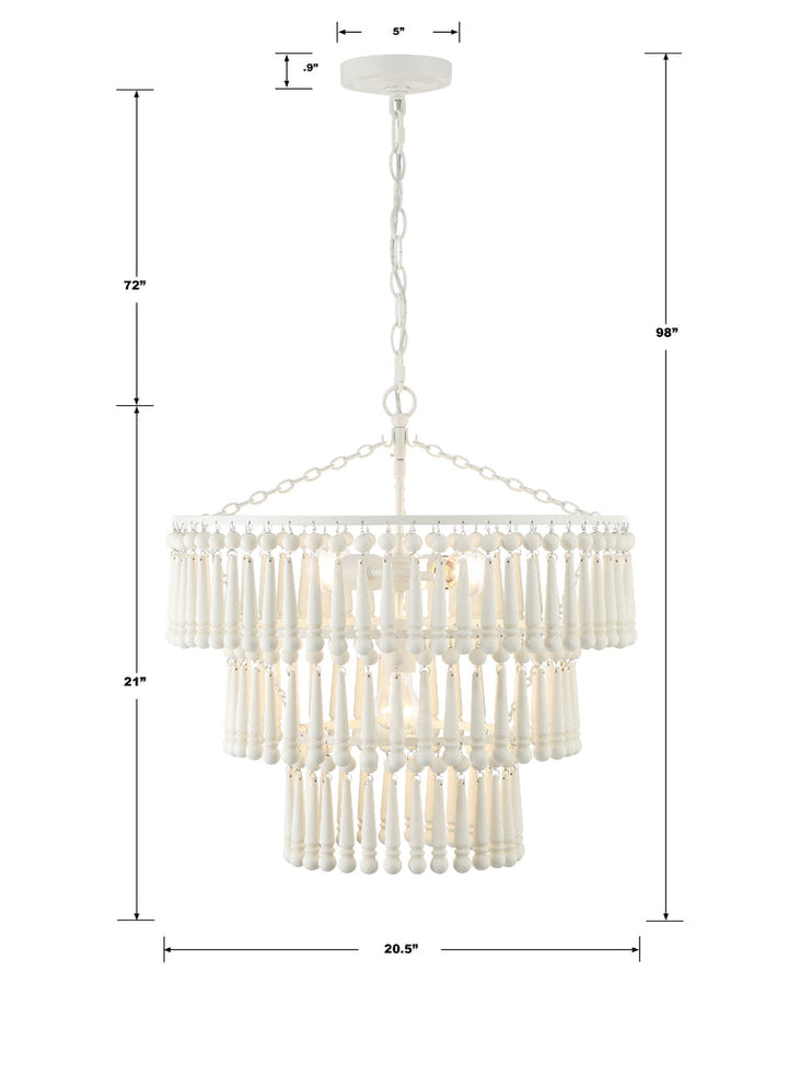 Tiana 3 Light Matte White Chandelier Crystorama