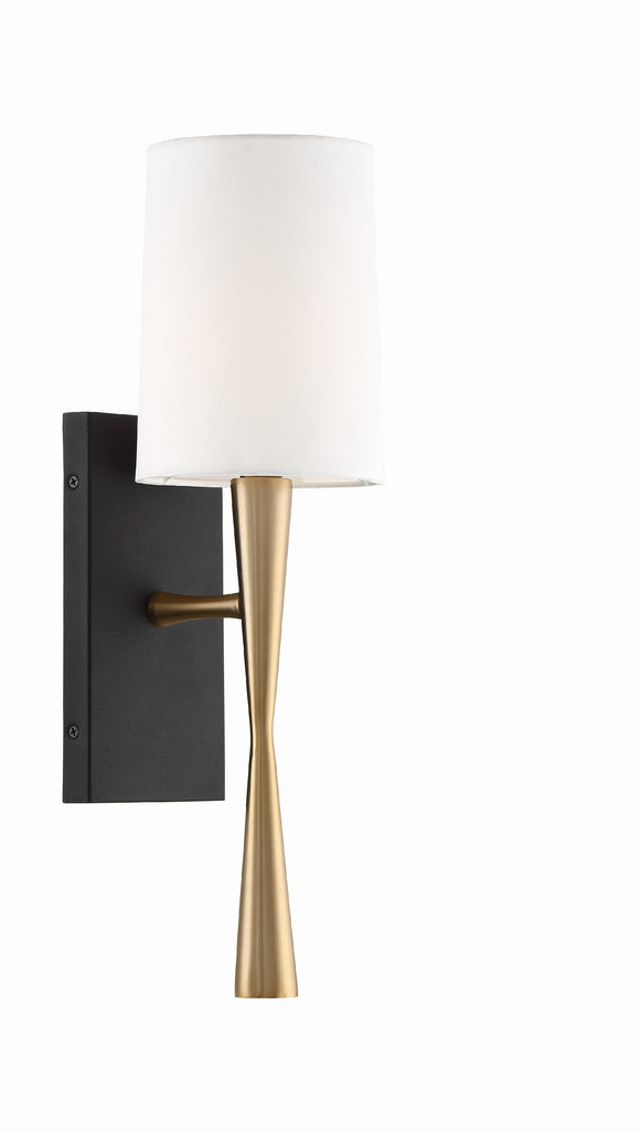 Trenton 1 Light Aged Brass + Black Forged Sconce Crystorama