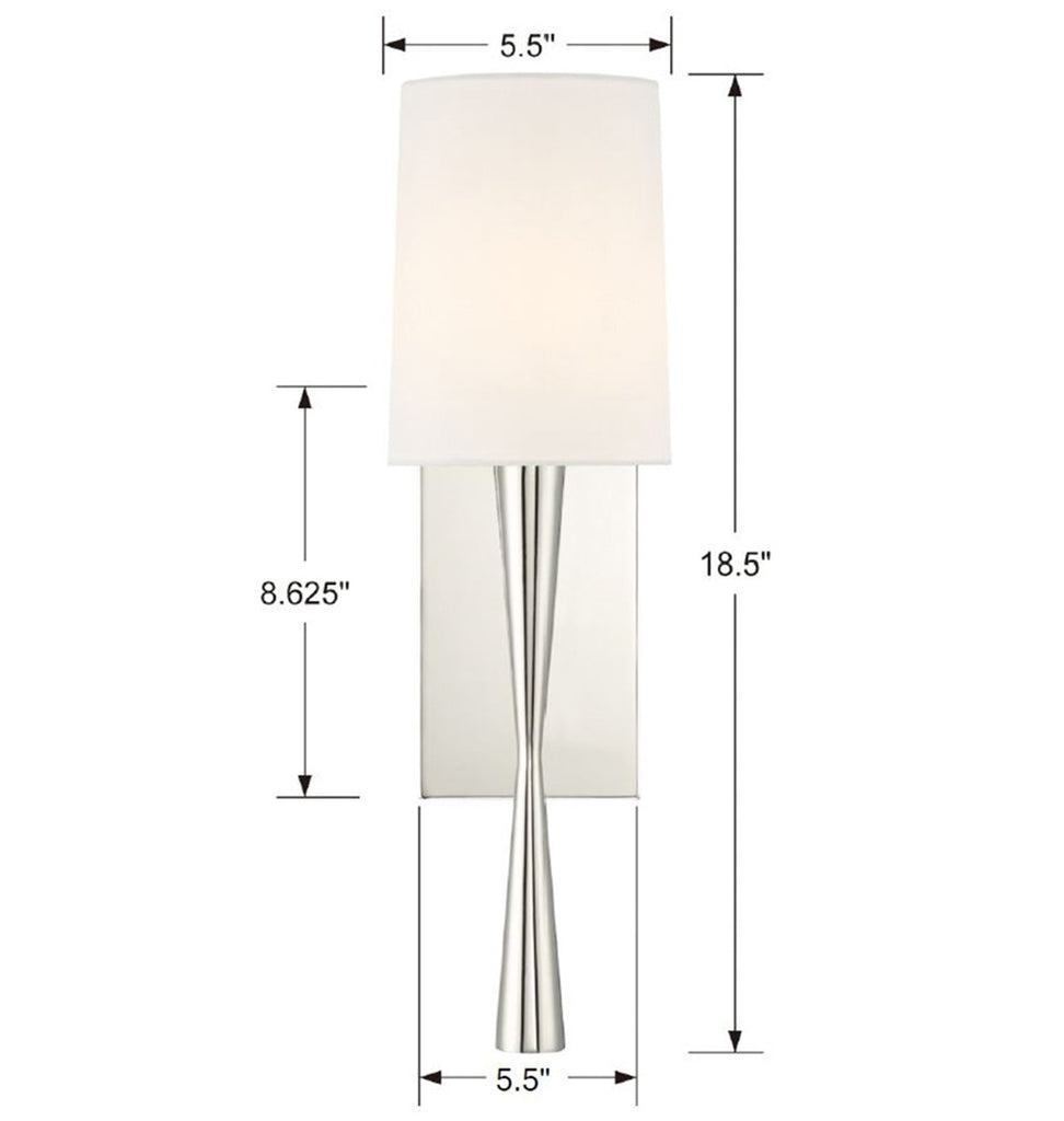 Trenton 1 Light Polished Nickel Sconce Crystorama