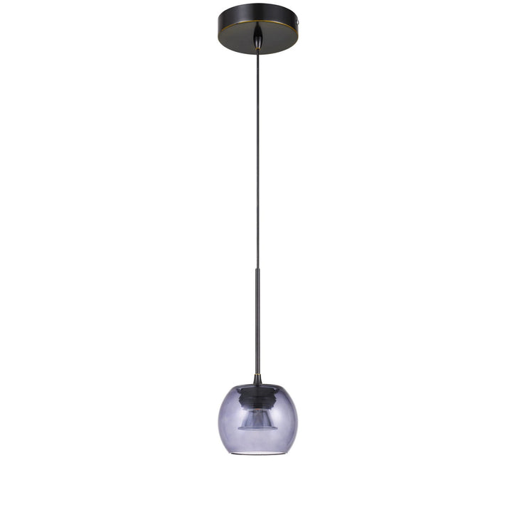 ITHACA 3000K, 8W, 700 LUMEN, 90 CRI DIMMABLE LED GLASS MINI PENDANT WITH SMOKED GLASS Cal Lighting