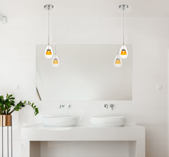 INTEGRATED DIMMABLE LED GLASS MINI PENDANT LIGHT. 6W, 450 LUMEN, 3000K Cal Lighting