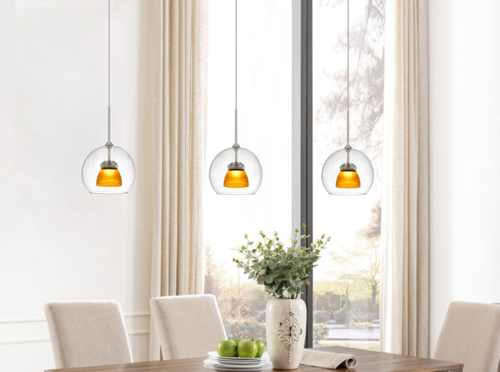 INTEGRATED DIMMABLE LED GLASS MINI PENDANT LIGHT. 6W, 450 LUMEN, 3000K Cal Lighting