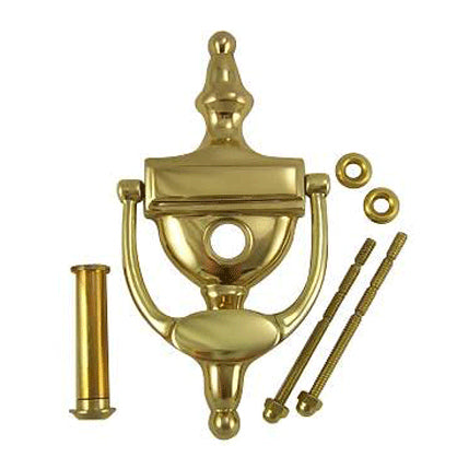 6 Inch (3 3/4 Inch c-c) Solid Brass Traditional Door Knocker (Polished Brass Finish) COPPER MOUNTAIN HARDWARE