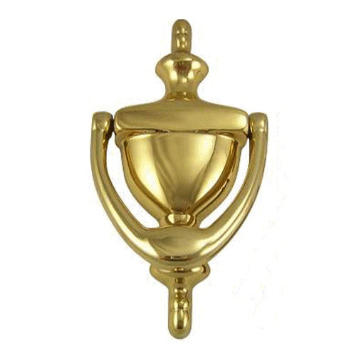 5 7/8 Inch (4 Inch c-c) Solid Brass Traditional Door Knocker (Polished Brass Finish) COPPER MOUNTAIN HARDWARE