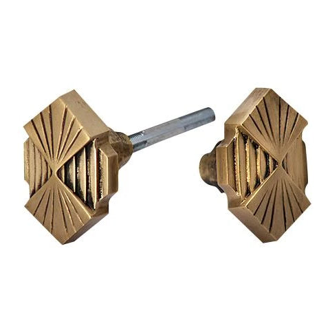 Art Deco Fanfare Solid Brass Spare Door Knob Set (Several Finishes Available)
