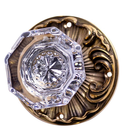COPPER MOUNTAIN HARDWARE Romanesque Octagon Glass Door Knob in Several Finishes
