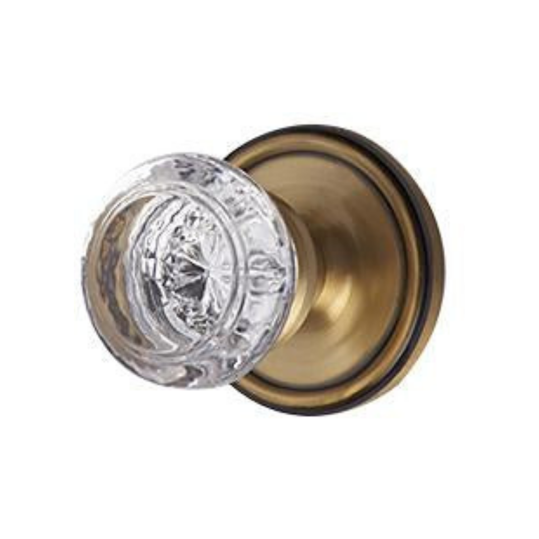 Traditional Rosette Door Set with Beveled Round Crystal Knob (Several Finishes Available) COPPER MOUNTAIN HARDWARE