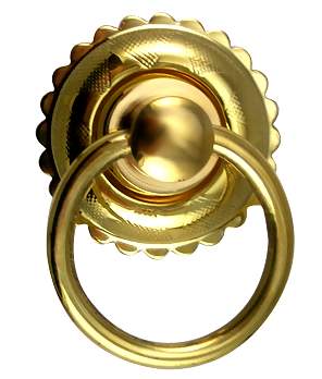 1 3/4 Inch Solid Brass Eastlake Style Ring Pull Handle COPPER MOUNTAIN HARDWARE