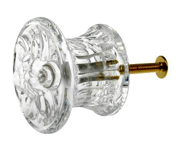COPPER MOUNTAIN HARDWARE Flat Daisy Floral Clear Glass Cabinet & Furniture Knob