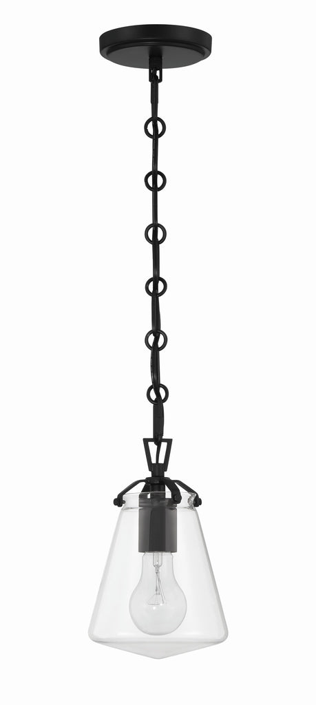 Voss 1 Light Matte Black Mini Pendant Crystorama