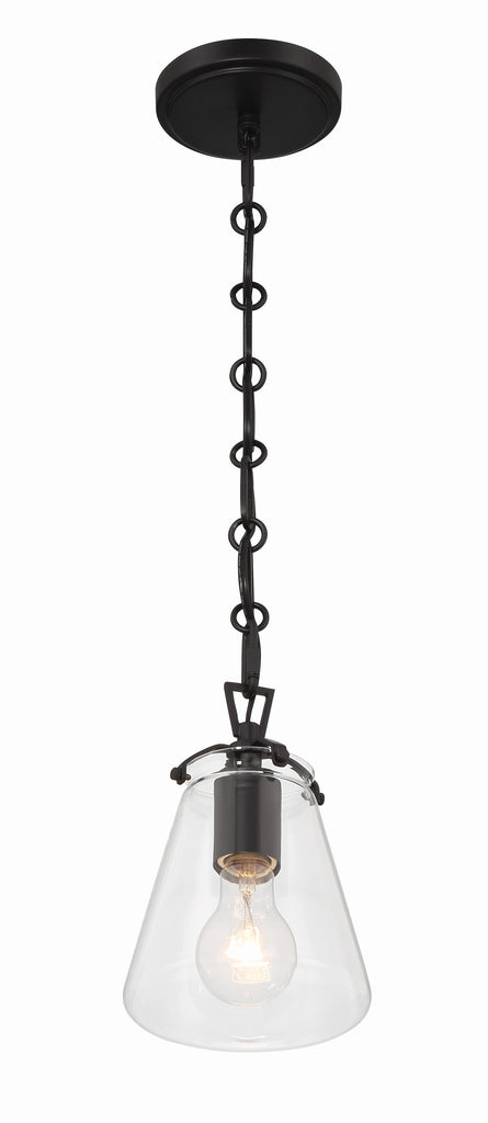 Voss 1 Light Matte Black Mini Pendant Crystorama