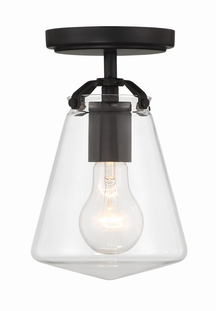 Crystorama Crystorama Voss 1 Light Matte Black Semi Flush Mount