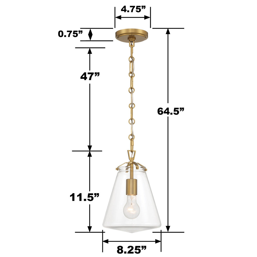 Voss 1 Light Luxe Gold Mini Pendant Crystorama