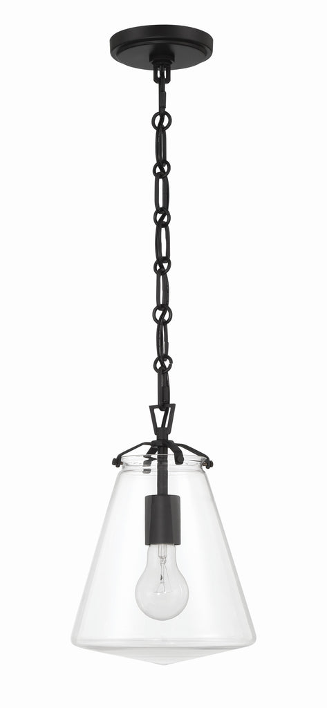 Voss 1 Light Matte Black Mini Pendant Crystorama