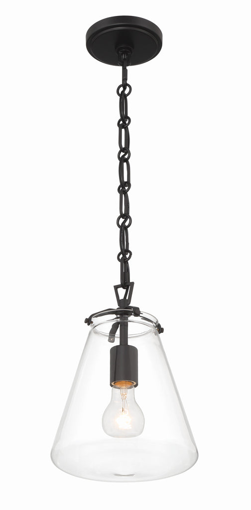 Voss 1 Light Matte Black Mini Pendant Crystorama