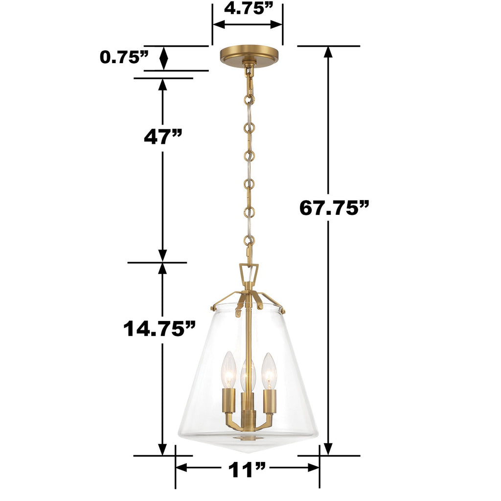 Voss 3 Light Luxe Gold Mini Chandelier Crystorama