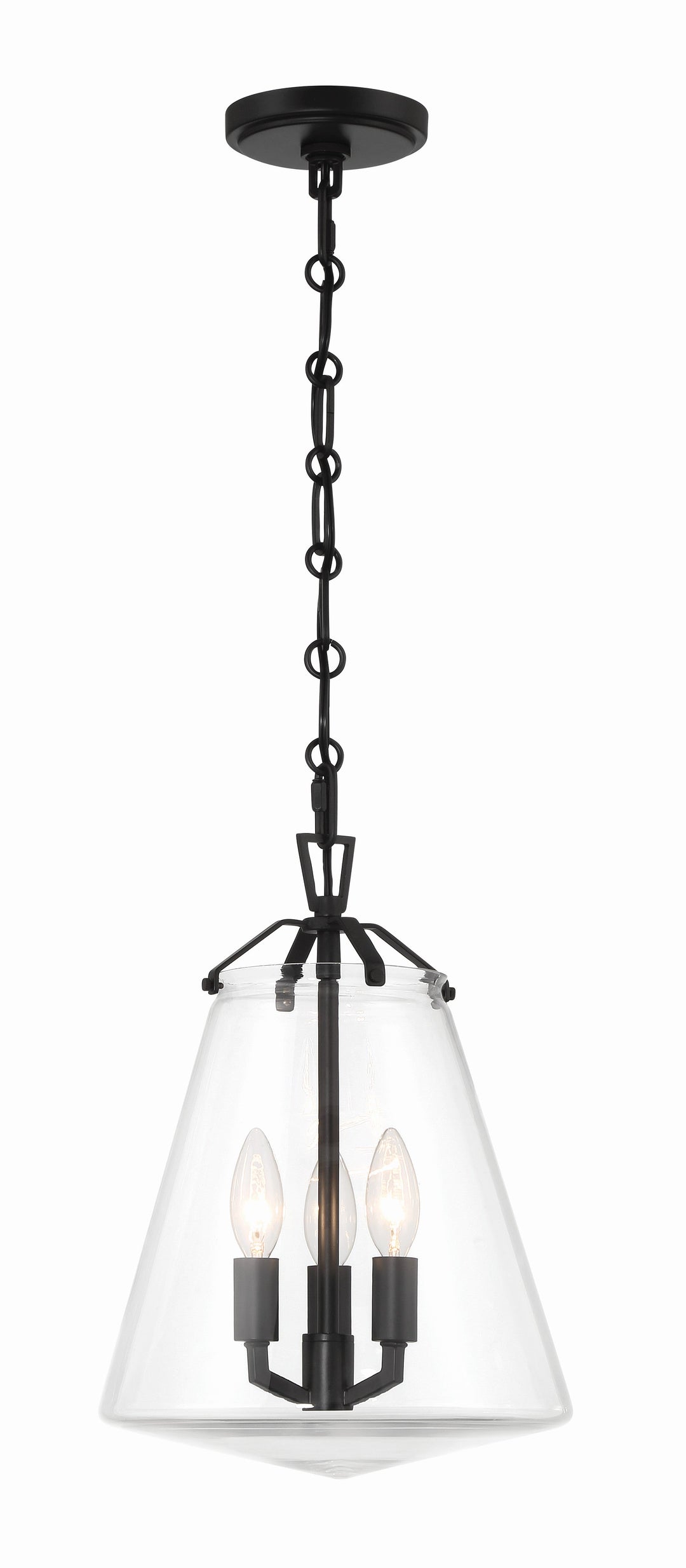 Voss 3 Light Matte Black Mini Chandelier Crystorama