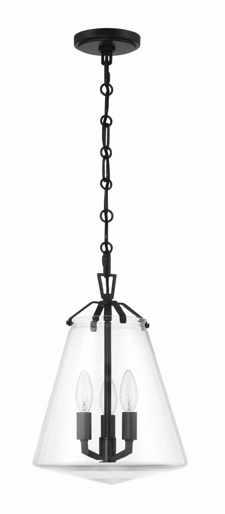 Voss 3 Light Matte Black Mini Chandelier Crystorama