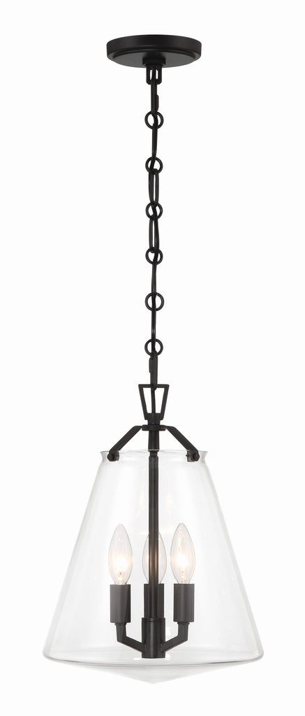 Voss 3 Light Matte Black Mini Chandelier Crystorama