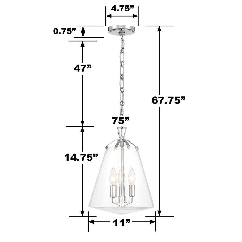 Voss 3 Light Polished Nickel Mini Chandelier Crystorama