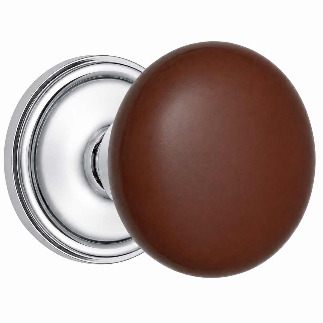 Brown Porcelain Door Knob Set – Traditional Rosette – Solid Brass Base – Multiple Finishes