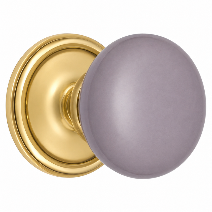 Gray Porcelain Door Knob Set – Traditional Rosette – Solid Brass Base – Multiple Finishes