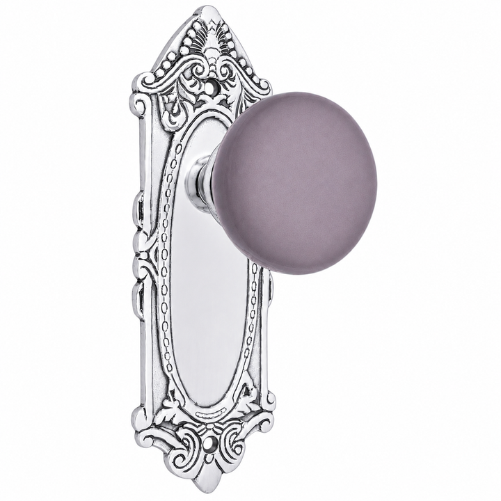 Grey Porcelain Door Knob Set with Largo Design Backplate