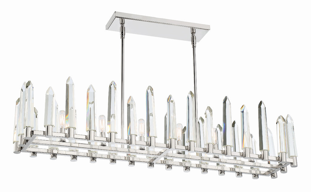 Watson 6 Light Polished Nickel Linear Chandelier Crystorama