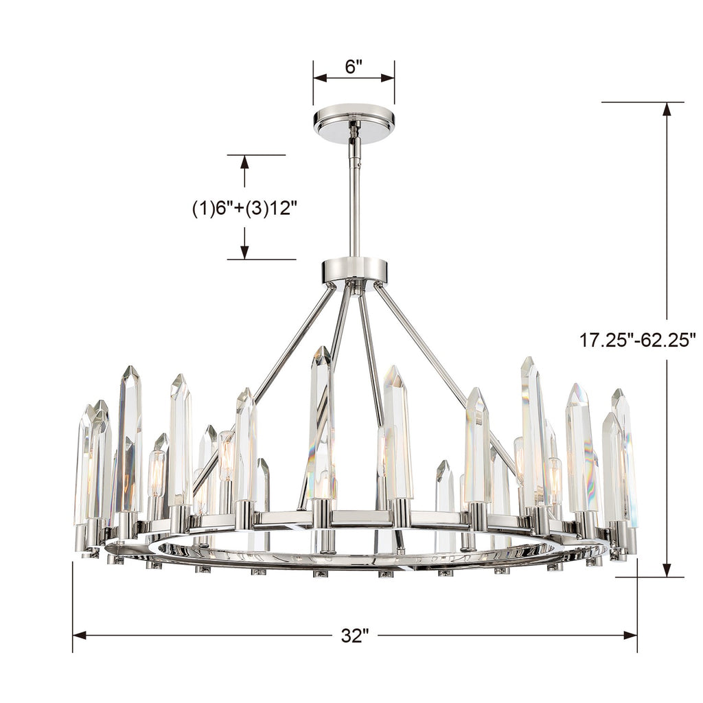 Watson 8 Light Polished Nickel Chandelier Crystorama