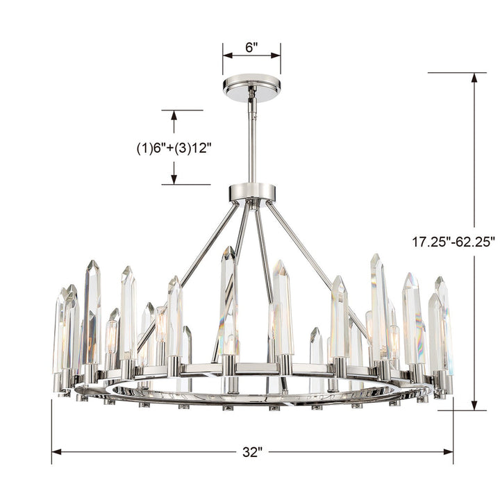 Watson 8 Light Polished Nickel Chandelier Crystorama