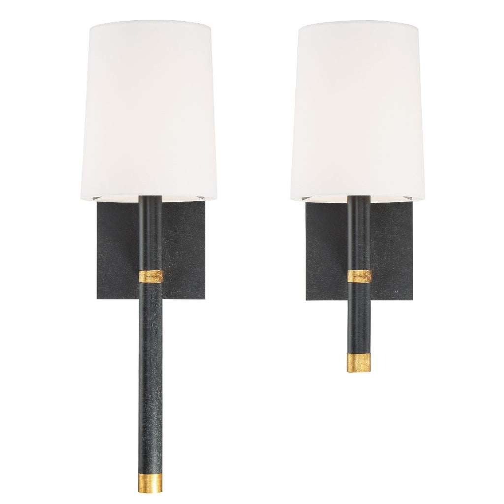 Weston 1 Light Black + Antique Gold Sconce Crystorama