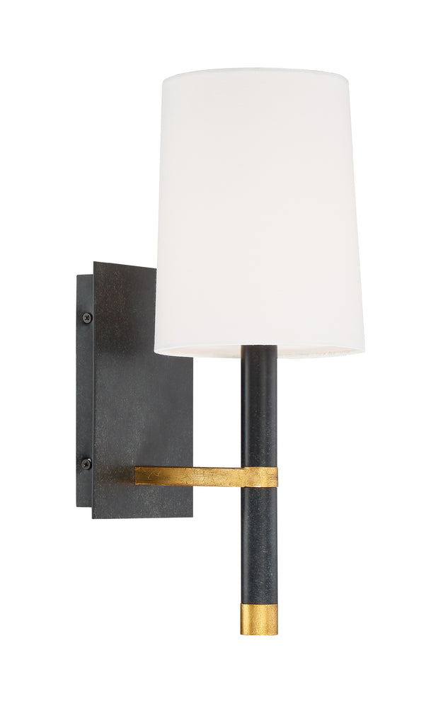 Weston 1 Light Black + Antique Gold Sconce Crystorama