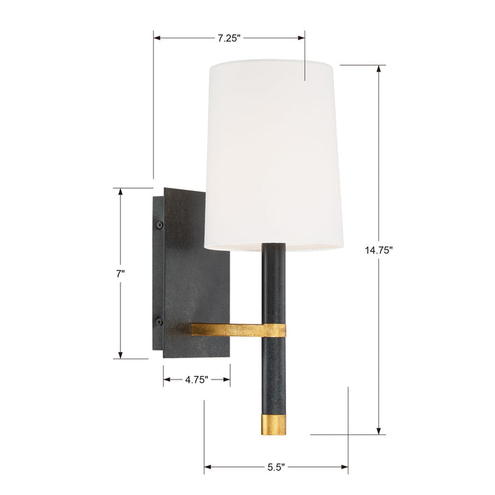 Weston 1 Light Black + Antique Gold Sconce Crystorama