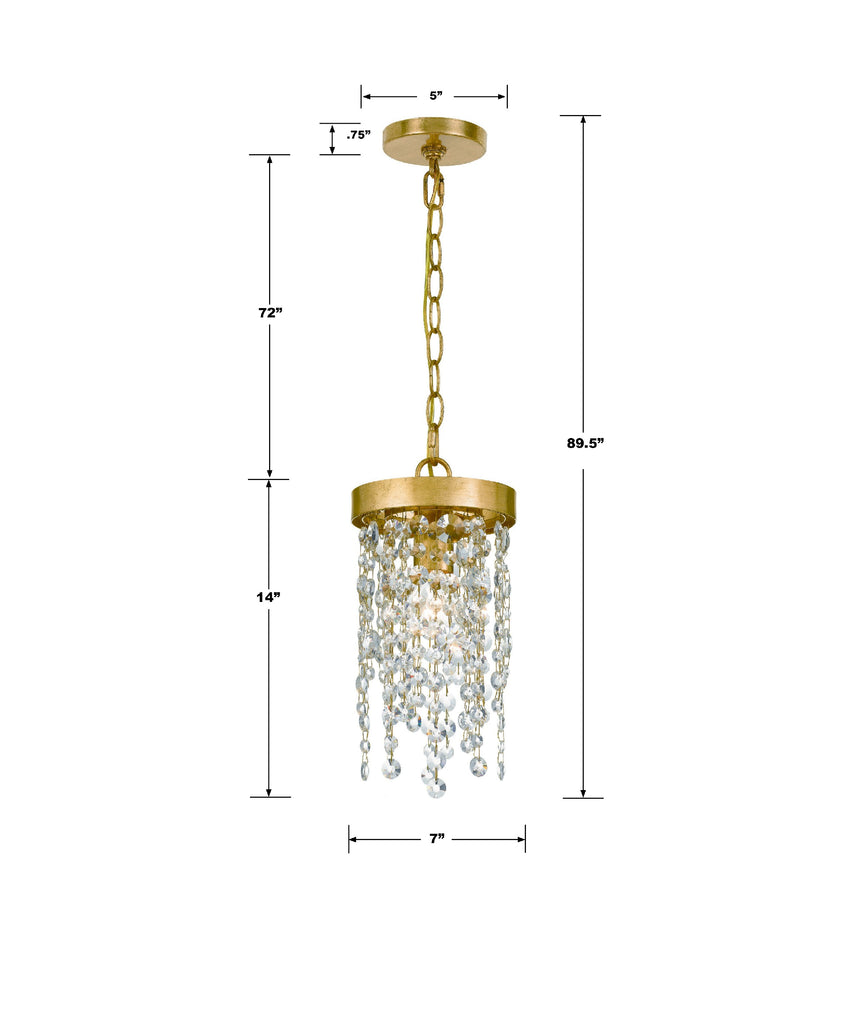 Winham 1 Light Antique Gold Crystal Mini Pendant Crystorama