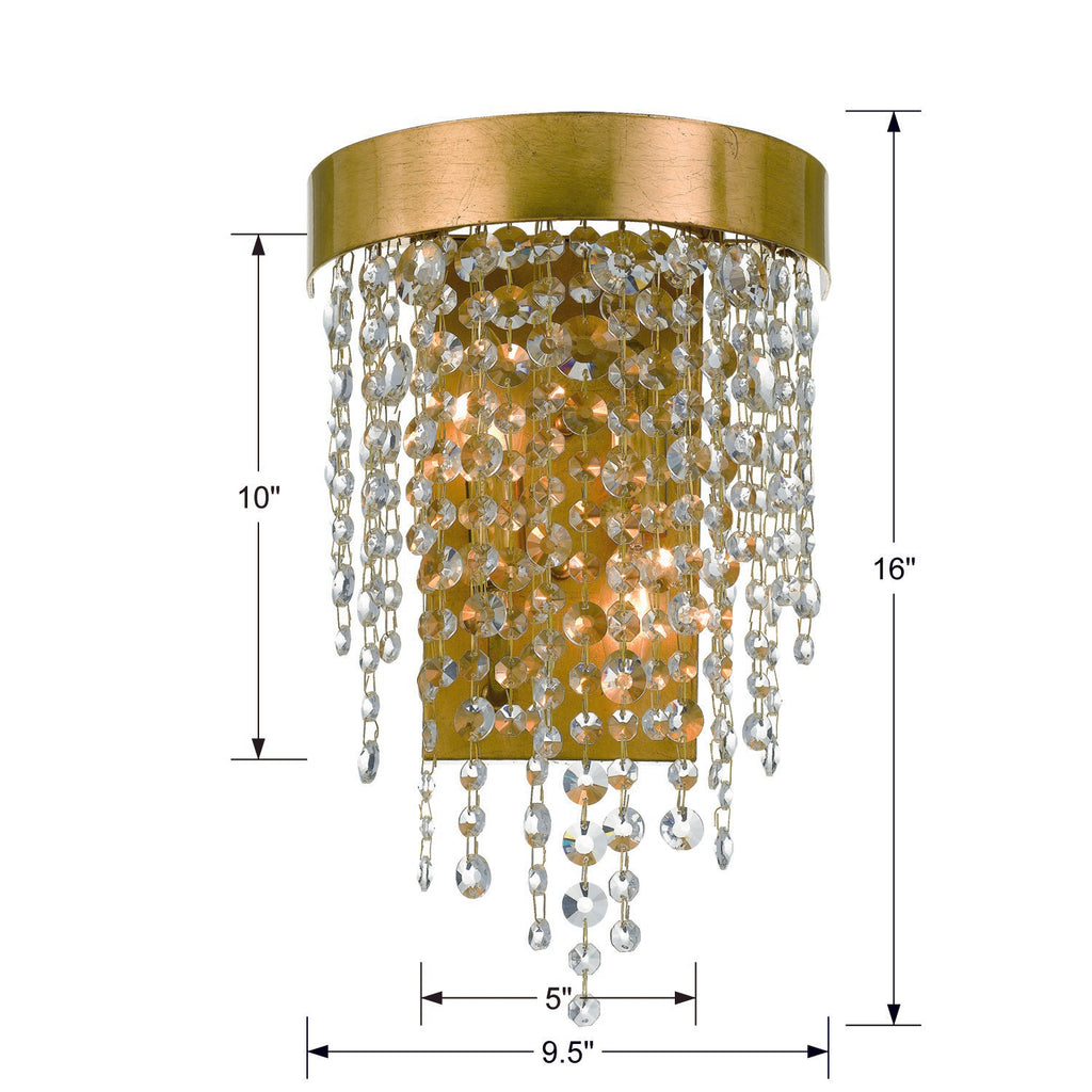 Winham 2 Light Antique Gold Crystal Sconce Crystorama