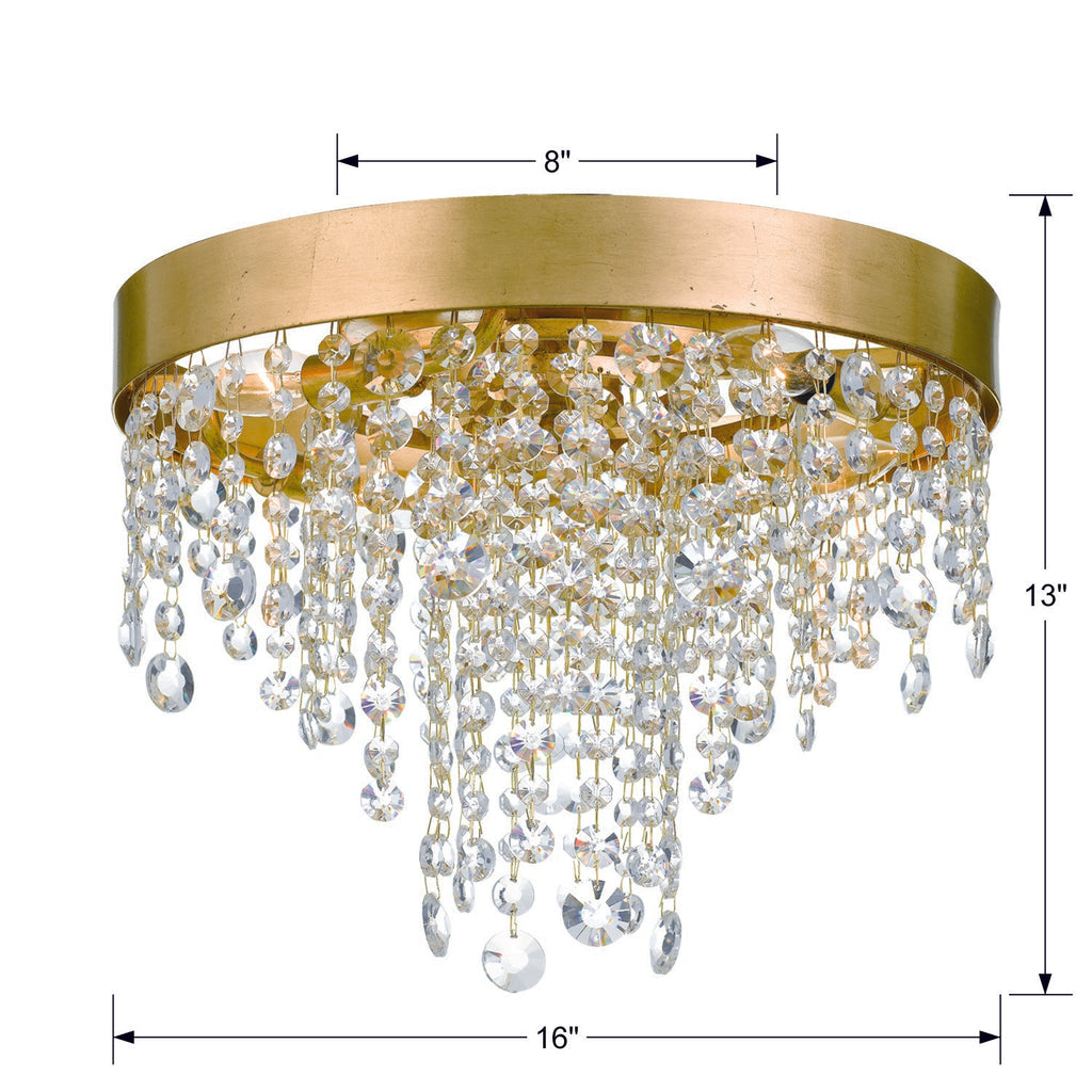 Crystorama Crystorama Winham 4 Light Antique Gold Crystal Flush Mount